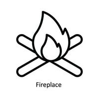 Fireplace  Vector  outline Icon Design illustration. Nature and ecology Symbol on White background EPS 10 File