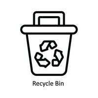 Recycle Bin  Vector  outline Icon Design illustration. Nature and ecology Symbol on White background EPS 10 File