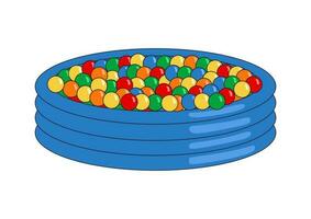 Kiddie inflatable pool full of plastic balls isolated on white background. vector