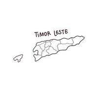 mano dibujado garabatear mapa de Timor este vector ilustración
