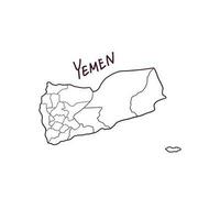 mano dibujado garabatear mapa de Yemen. vector ilustración