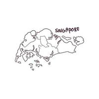 Hand Drawn Doodle Map Of Singapore. Vector Illustration