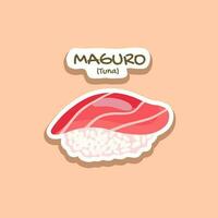 Maguro Tuna Fish Sushi Vector