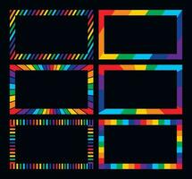 Rectangle frame border collection with rainbow colors vector