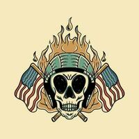 vector cráneo jinete camiseta ilustración con Estados Unidos bandera
