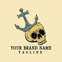 Anchor and skull illustration t shirt design vector