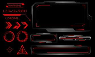 Vector of futuristic technology cyber HUD dashboard monitor red neon light power status on grey design ultramodern element