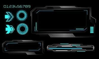 Vector of futuristic technology cyber HUD dashboard monitor blue neon light power status on grey design ultramodern element