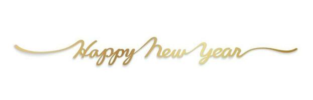 Happy New Year Vector 3-D Hand-Written Gold Script With Text Space Isolated On A White Background.