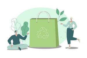 eco bolsas, ambiental simpático embalaje para compras. reciclable biodegradable sostenible embalaje. vector diseño ilustración.