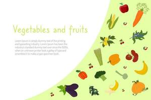 Background style fruits vegetables berries vector