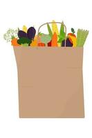 Vegetables and fruits in a paper bag. vector