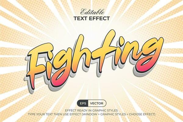 Fighting text effect comic style. Editable text effect vector.