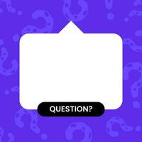 Question mark copy space background. Purple quiz banner template. vector