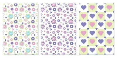 Pastel colour patterns set. Flowers background. Vector illustration.
