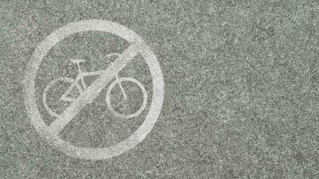 Bicycle pictogram painted on asphalt. Concept of prohibited bicycles 3d Render photo