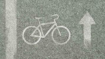 Bicycle pictogram painted on asphalt. Concept bikes can move on 3d render photo