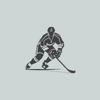 hockey player silhouette NHL sports game vector set design