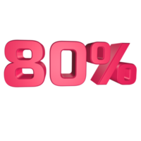 80 percent 3D text rendering for discount sale and marketing png