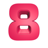 Number 8 3D render illustration png