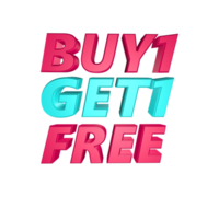 Buy 1 Get 1 Free 3d text rendering for sale and marketing png