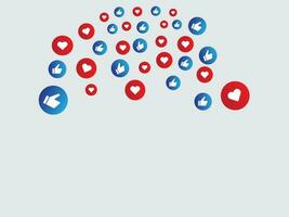 Vector like and love icons background. Social media vector illustration, like and love icons