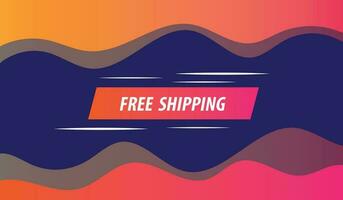 Free Shipping Banner Design with wave gradient style on blue background vector