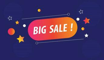 Big Sale Banner design with gradient and elements on Blue background vector