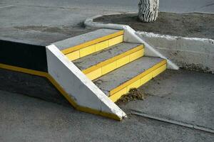 Stair parapets in the city. Beautiful stairs on the street in the city. photo