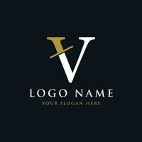 Initial V Minimal letter logo template design with modern and luxury geometric shape.Logo for business, brand, company,business card or identity and fashion. vector