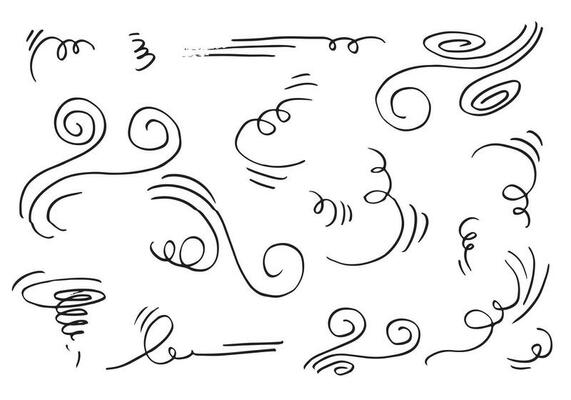 doodle wind illustration vector hand drawn style isolated on white background.
