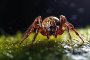 A european spider in a web created with generative AI technology. photo