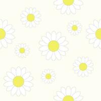 Daisy flowers on yellow background seamless vector