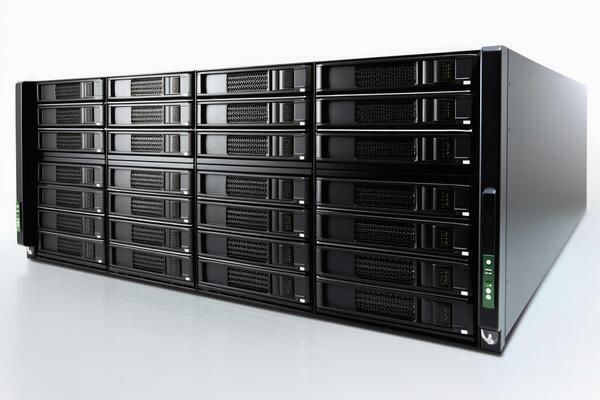 Rack housing server data storage hardware created with technology.