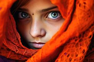 Mesmerizing people portrait created with technology. photo