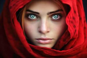 Stunning woman portrait close up created with technology. photo