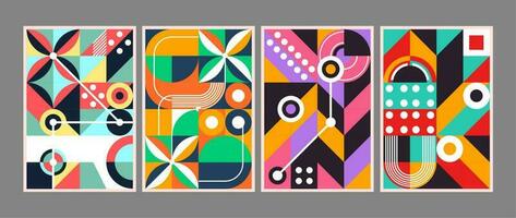 Retro graphic cover design. Precision arranged geometric pattern composition. Future geometric design. vector