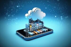 Cloud storage concept created with technology. photo