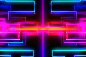 Abstract neon lights background created with technology. photo