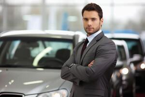 A car salesman created with technology. photo