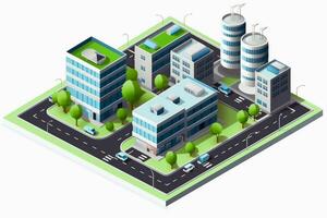 Urban city design concept with eco friendly components created with technology. photo