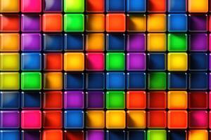 Colorful three dimensional cube background texture created with generative AI technology. photo