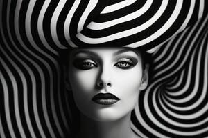 Surreal portrait in black and white created with technology. photo