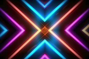 Abstract neon lights background created with generative AI technology. photo