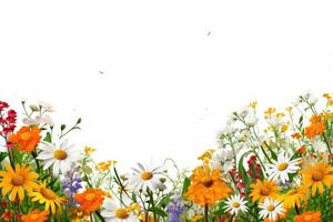Beautiful floral onrament frame on a white background created with technology. photo