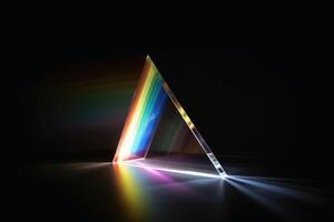 A prism dividing a lightbeam into the spectral colors created with generative AI technology. photo