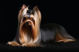 Portrait of a cute yorkshire terrier dog created with generative AI technology. photo