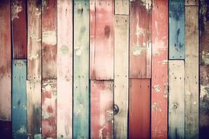 Vintage wooden plank background in pastel colors created with generative AI technology. photo