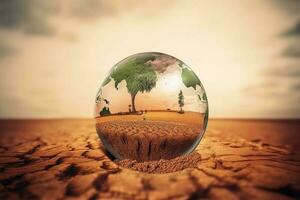 Surreal Climate change concept created with generative AI technology. photo