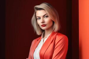 Portrait of a business woman in an office created with technology. photo